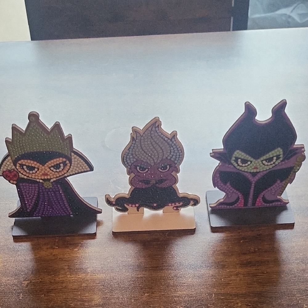 Set of 3 Disney Villain Crysral Art